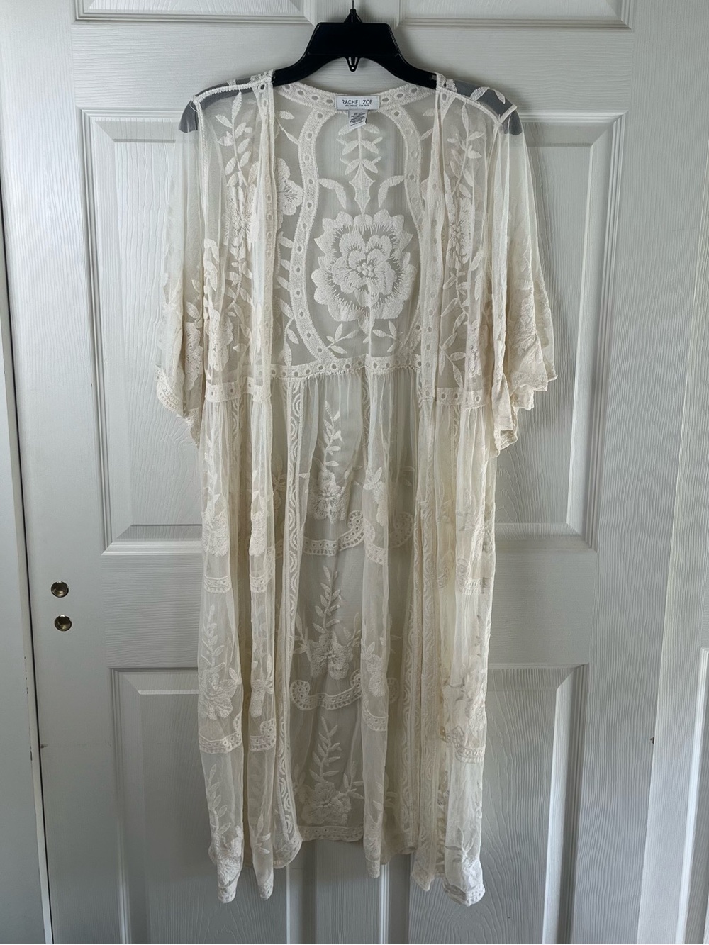 Rachel Zoe Ivory Sheer Embroidered Kimono